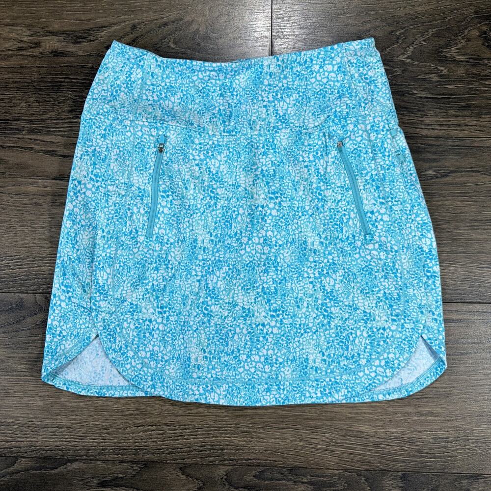 IBKUL Sz S Skort Blue Print UPF 50+ Cooling Golf Tennis Pickleball Zip Pockets